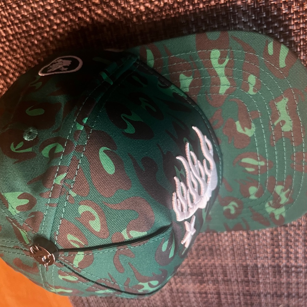 Hellstar Cheetah Print Snapback Hat “Green”